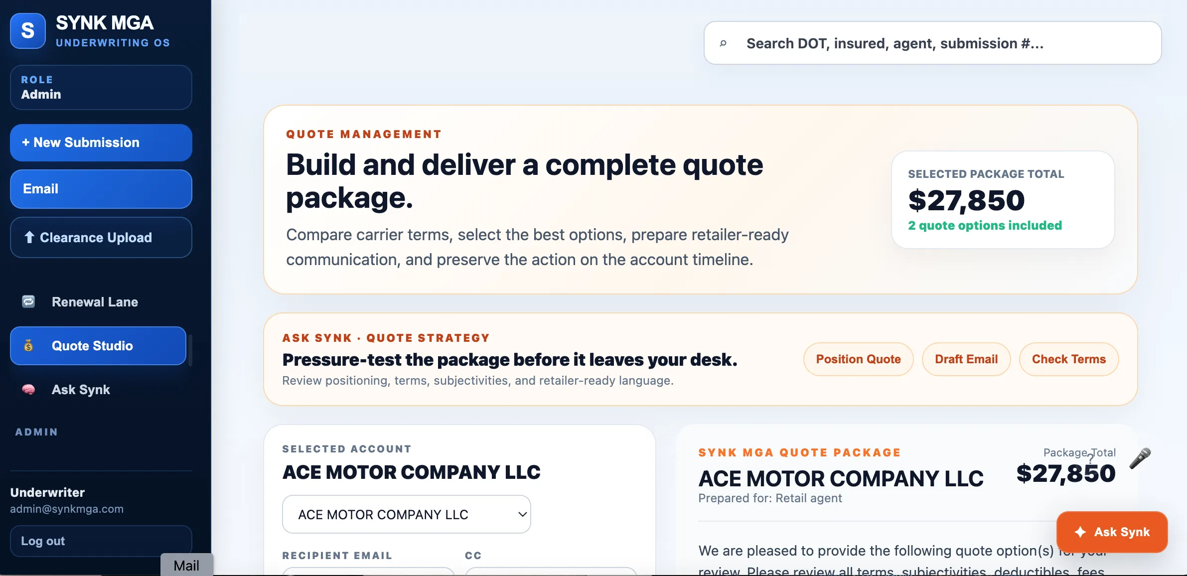 From Underwriting Decision to Delivered Quote